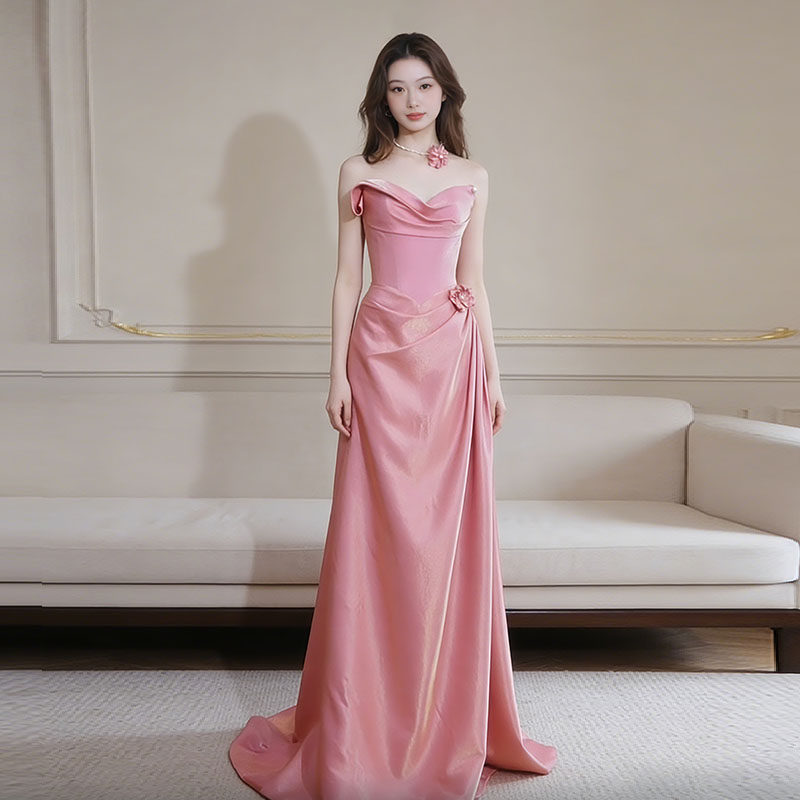 法式优雅糖果色公主风抹胸订婚结婚轻婚纱高级感宴会气质礼服晚装