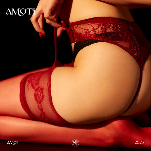 AMOTi高筒塑形吊带性感红色丝袜