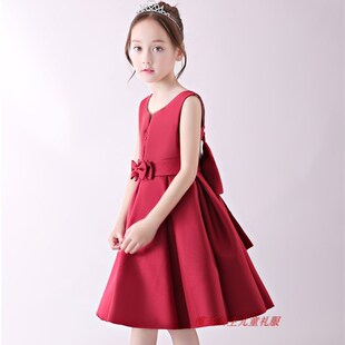 六一儿童礼服女童公主裙女花童礼服婚纱裙短款红色蓬蓬裙连衣裙春