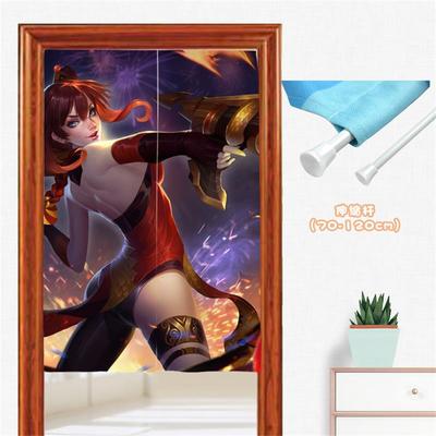 LOGO定制门帘布艺棉麻布帘隔断帘传说对决卧室客厅装饰半帘风水帘