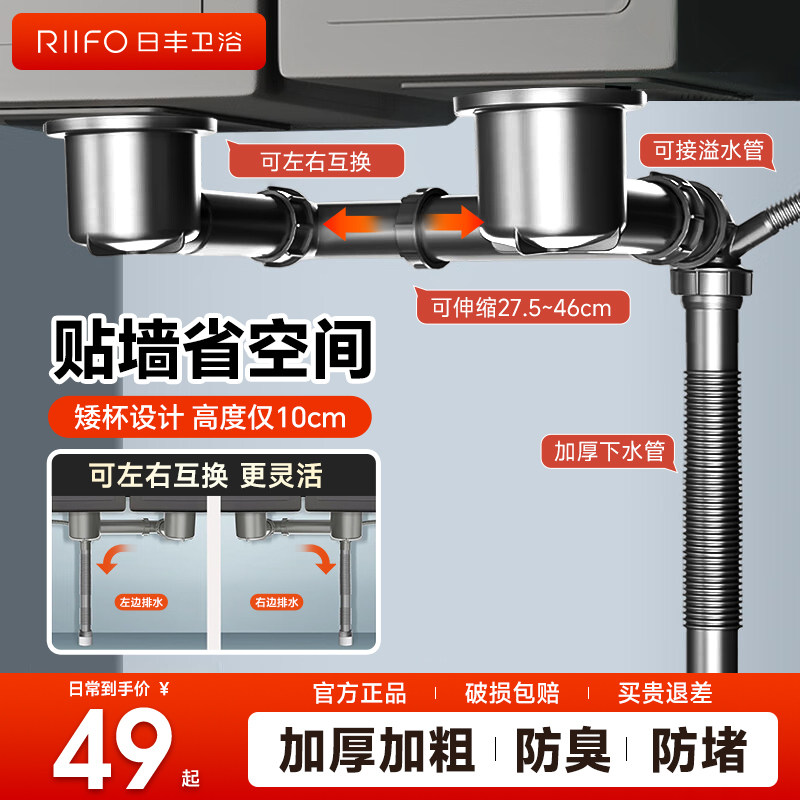 日丰下水管套装厨房单槽双槽图片