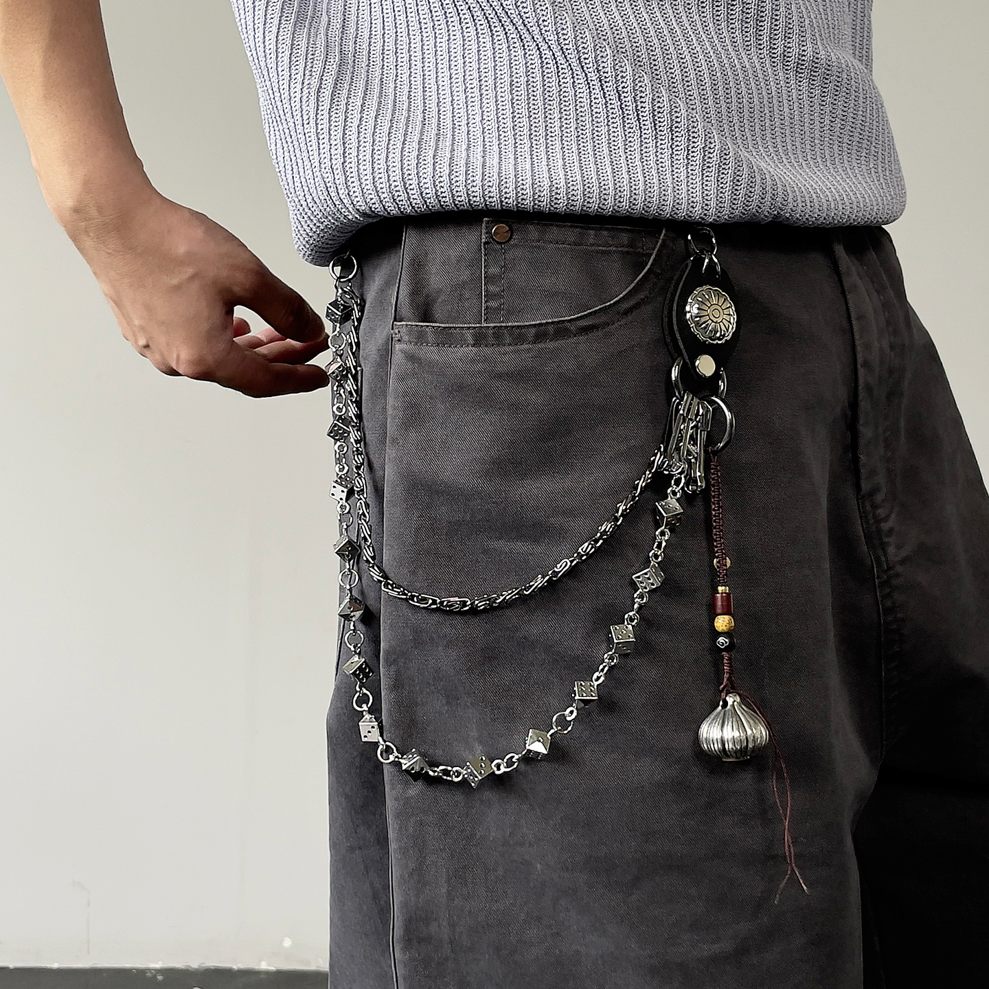 勝算在握设计感骰子腰链裤子配饰