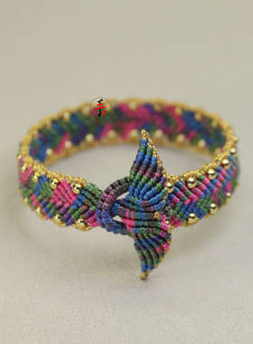 鱼尾千里江山手绳手工编织diy材料包本命年红绳自编情侣礼物手环