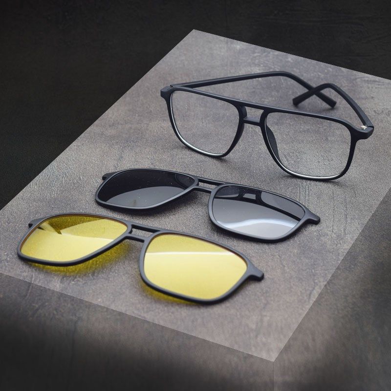 近视眼镜架男女渐变色眼镜框磁铁夹片磁吸附套镜偏光墨镜3D透明色