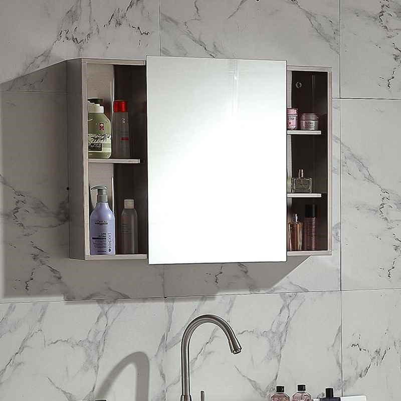 不锈钢浴室镜柜 80公分移门推A拉门吊柜 卫浴镜箱挂墙式侧柜边柜