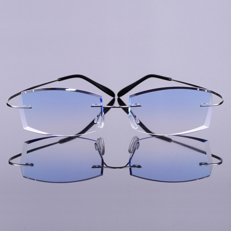 超轻纯钛无框切边近视眼镜架男款眼镜框男女士眼睛架配镜防蓝光
