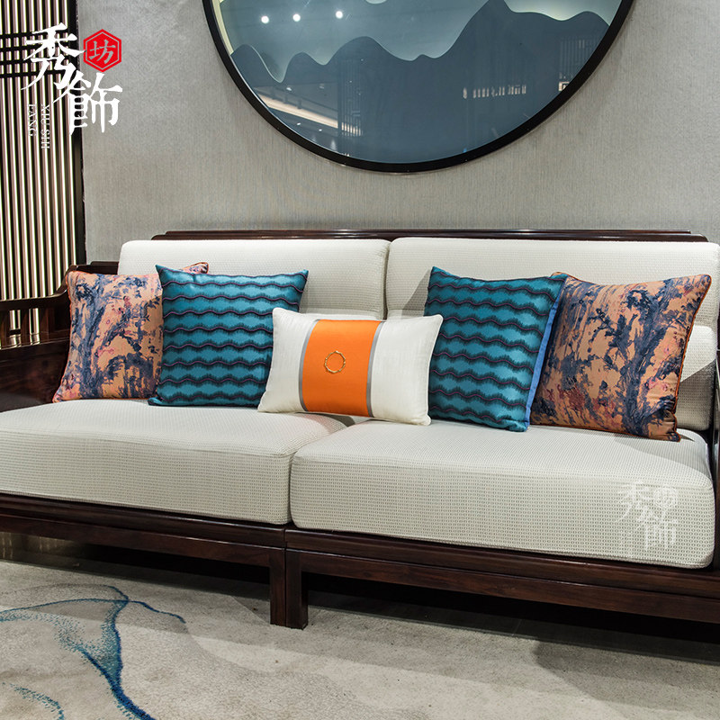 新中式红木沙发坐垫现代中式软体沙发垫带靠背靠S垫加厚海绵垫定