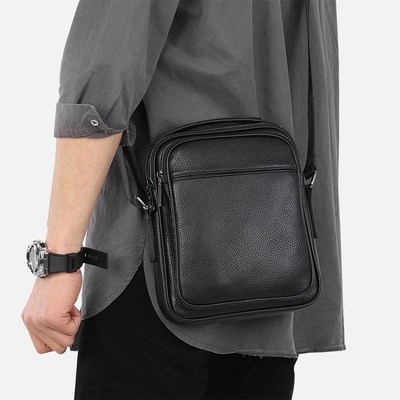 真皮斜挎包男款单肩m包商务休闲小手提包男士背包头层牛皮轻奢男