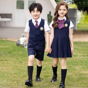 英伦学院风套装 夏季 男童幼儿园园F服女童小学生校服班级合唱服