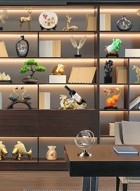 新中式树脂轻f奢创意乔迁日常送礼茶室办公室书房客厅酒柜装饰摆