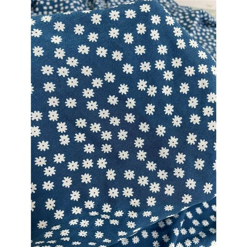 E526夏季蓝底小碎花印花雪w纺布头柔软垂坠透气连衣裙上衣旗袍面