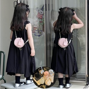 百搭女童包包h洋气圆饼斜挎包公主手拎包外出配饰小女孩迷你零钱