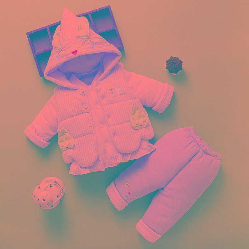 0一1岁半女宝宝秋冬装q外套婴儿衣服冬季加厚棉服袄三件套装外出