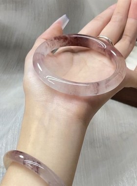 网红贵妃冰透玉髓镯子冰种圆条手镯感高级感汉服配饰古风女送妈妈