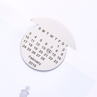 个性DIY不锈钢饰品圆形书签夹可定日D历名字生日纪念日diy 45MM