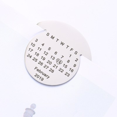 个性DIY不锈钢饰品圆形书签夹可定日D历名字生日纪念日diy 45MM