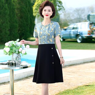 夏季 减龄连衣z裙40岁50中老年女装 洋气质裙 中年妈妈夏装 2024新款