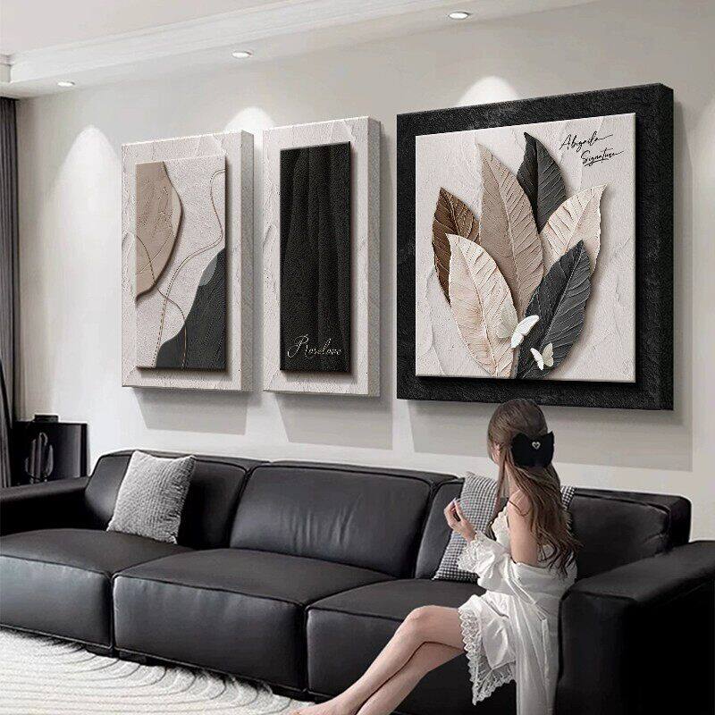 家大业大客厅装饰画简约现代沙发背景墙面挂画抽象高级感三联壁画
