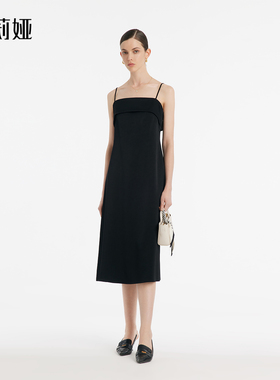 歌莉娅吊带连衣裙女春季新款今年流行三醋酸气质小黑裙1C3L4K790