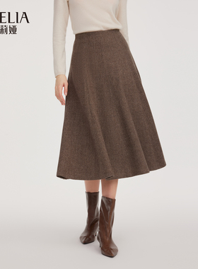 歌莉娅冬季新品可水洗羊毛八片裙伞裙1EDL2D11B