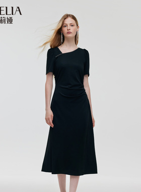 歌莉娅黑色连衣裙女夏2024新款绝美好看设计感小黑裙子1C5L4HAX0