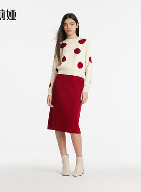 歌莉娅套装女秋冬新款针织毛衣上衣气质红色半裙两件套1B7RAA52A