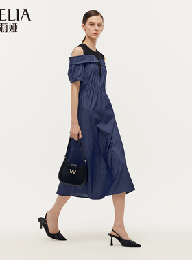 歌莉娅春季新品针织拼接牛仔连衣裙1E2J4K790