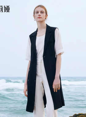 歌莉娅OL风连衣裙夏装女黑色拼接通勤醋酸气质V领小个子1B4C4K080