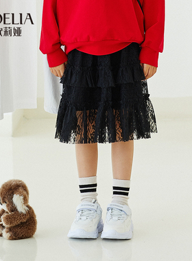 【歌莉娅童装】黑色纱纱蛋糕童装半截裙儿童半身裙子101V2D080