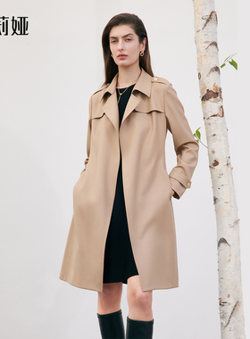 歌莉娅风衣女秋装新款英伦风高级感羊毛大衣中长款外套1B1L6L490