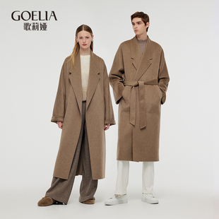 歌莉娅冬季新品全羊绒廓形呢大衣（男女同款）1CDL6E1N0
