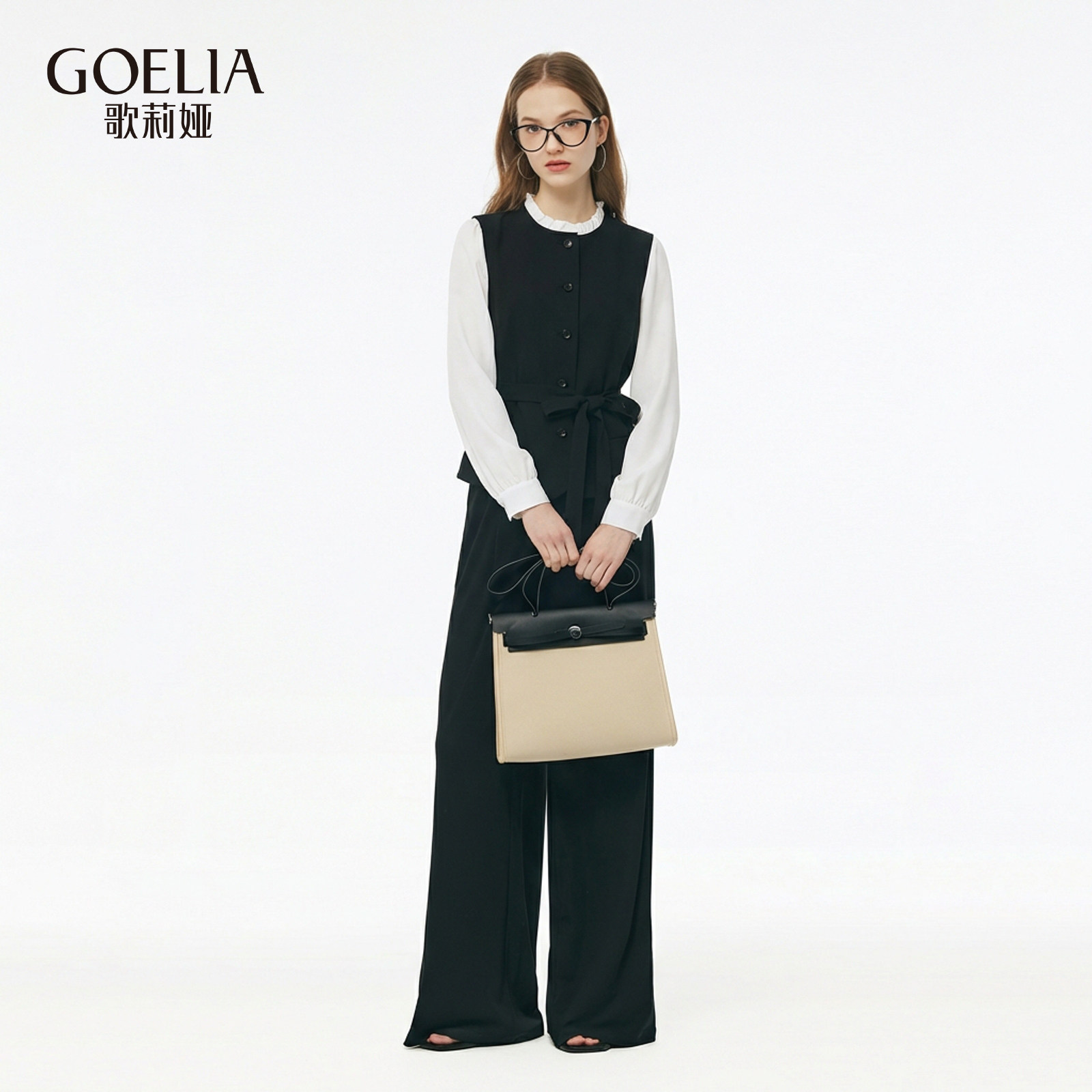 歌莉娅春季新品四面弹假两件上衣+直筒裤+腰带1F2LAB0Y0,女装/女士精品,时尚套装,淘宝优惠券,粉丝福利购,淘宝优惠卷