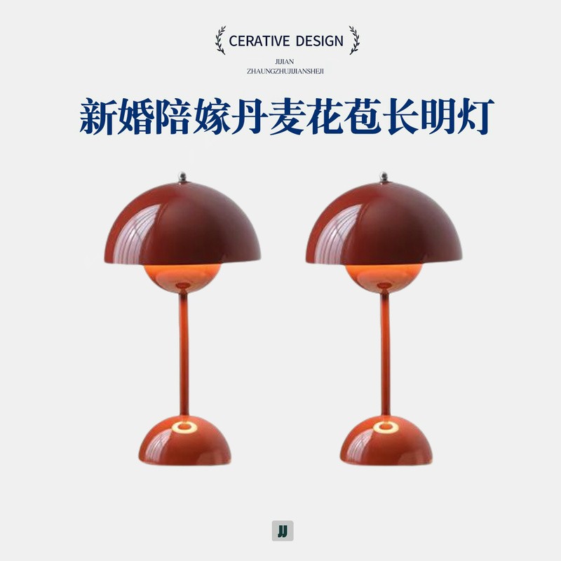 婚庆陪嫁结婚长明灯陪嫁喜灯床头灯送新人喜庆礼物台灯红色一对灯