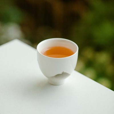 观山圆意杯陶瓷茶杯家用品茗杯喝F茶泡茶杯德化白瓷功夫茶具