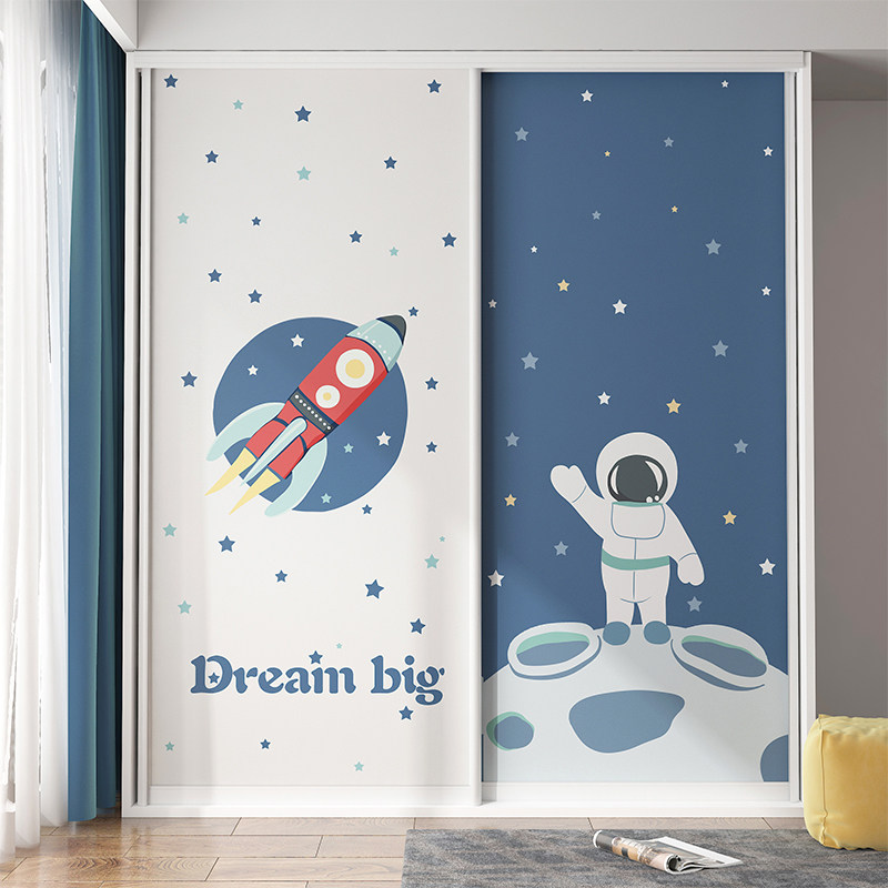 儿童房衣柜拉门翻新贴纸自粘太空玻璃门移门改造贴柜子衣橱,家居饰品,软装墙贴,淘宝优惠券,粉丝福利购,淘宝优惠卷
