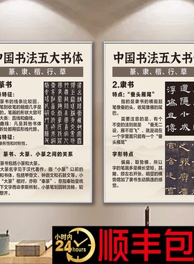 中国五大书体书法教室培训班布置文化墙海报墙贴装饰画KT板泡沫板