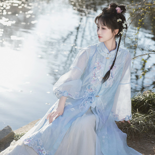 日常百搭半身裙女夏套装 长比甲立领长衫 海月 雨瀚黎明制改良汉服