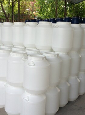 50L塑料桶白色圆桶水桶化工桶方桶食品级大口螺纹桶6R0L120L30L