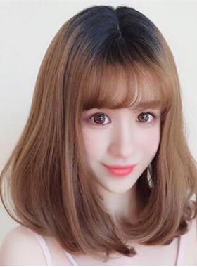 IWC假发女短发梨头花假气发逼空齐刘海内扣中长卷发自然真微卷假
