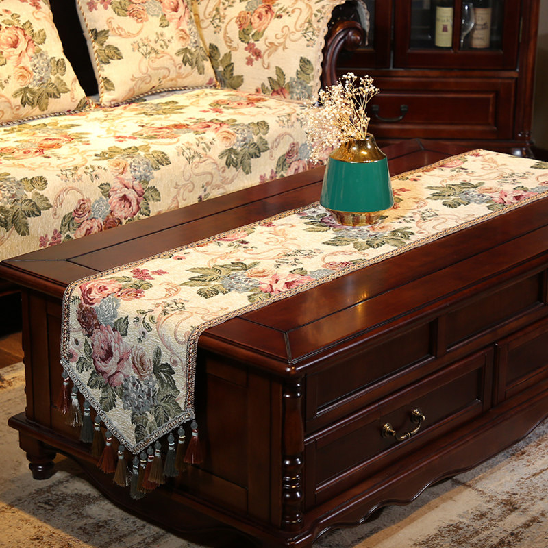 美式桌旗欧式奢华防滑茶几长条装饰布电视柜盖布斗柜高档餐桌布,居家布艺,桌旗,淘宝优惠券,粉丝福利购,淘宝优惠卷
