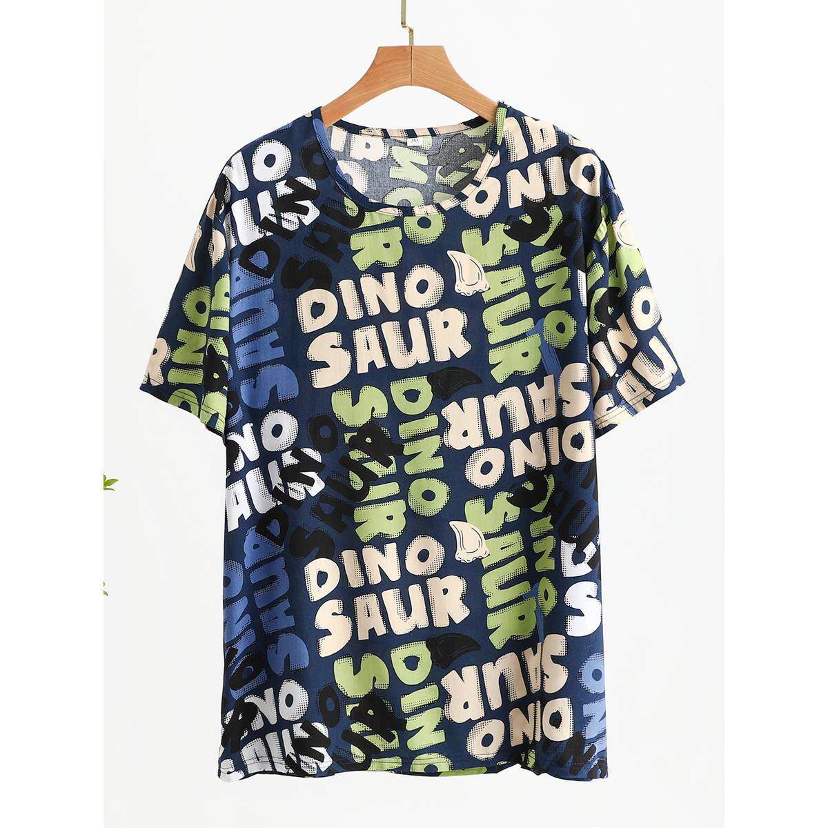 棉绸短袖男士夏季薄款加肥大码宽松休闲家居t恤衫上衣人造棉睡衣