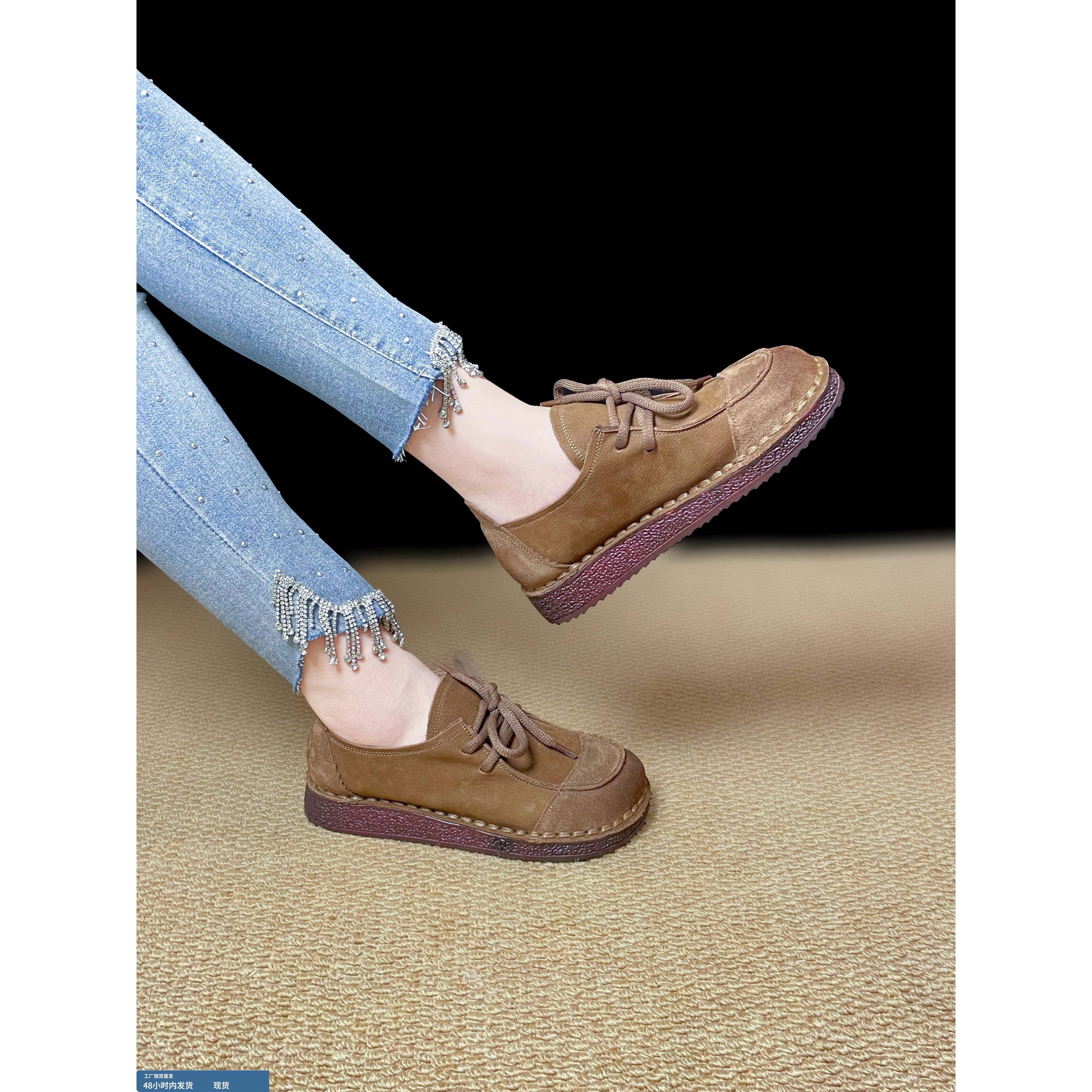 全头层牛皮女鞋2025新款秋真皮软底不累脚乐福鞋覆古平底妈妈单鞋