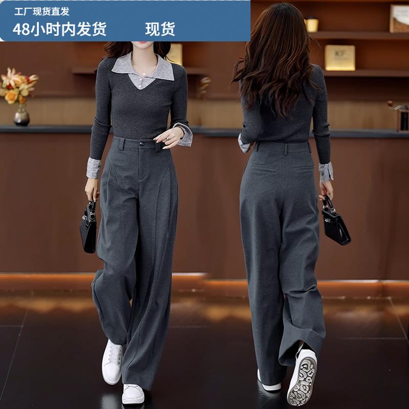 弯刀裤女秋冬休闲裤2025新款今年流行爆款毛呢裤子高腰宽松阔腿裤