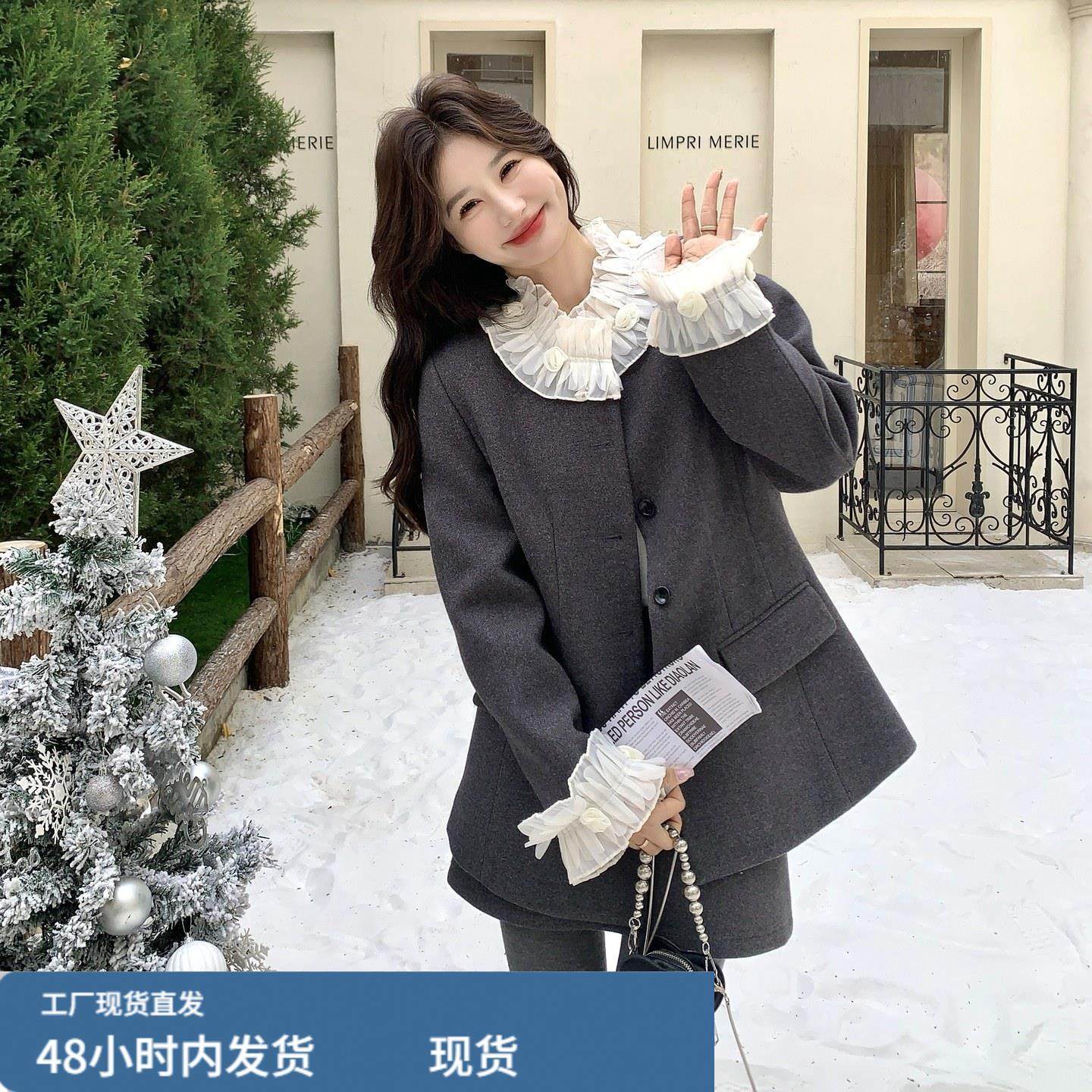 格雷系撞色刺绣花边羽绒西装套装裙女2025冬季毛呢外套短裙两件套,孕妇装/孕产妇用品/营养,套装,淘宝优惠券,粉丝福利购,淘宝优惠卷