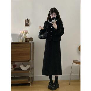 大码胖mm独特漂亮绝美套装裙2025冬装一整套富家千金小香风两件套