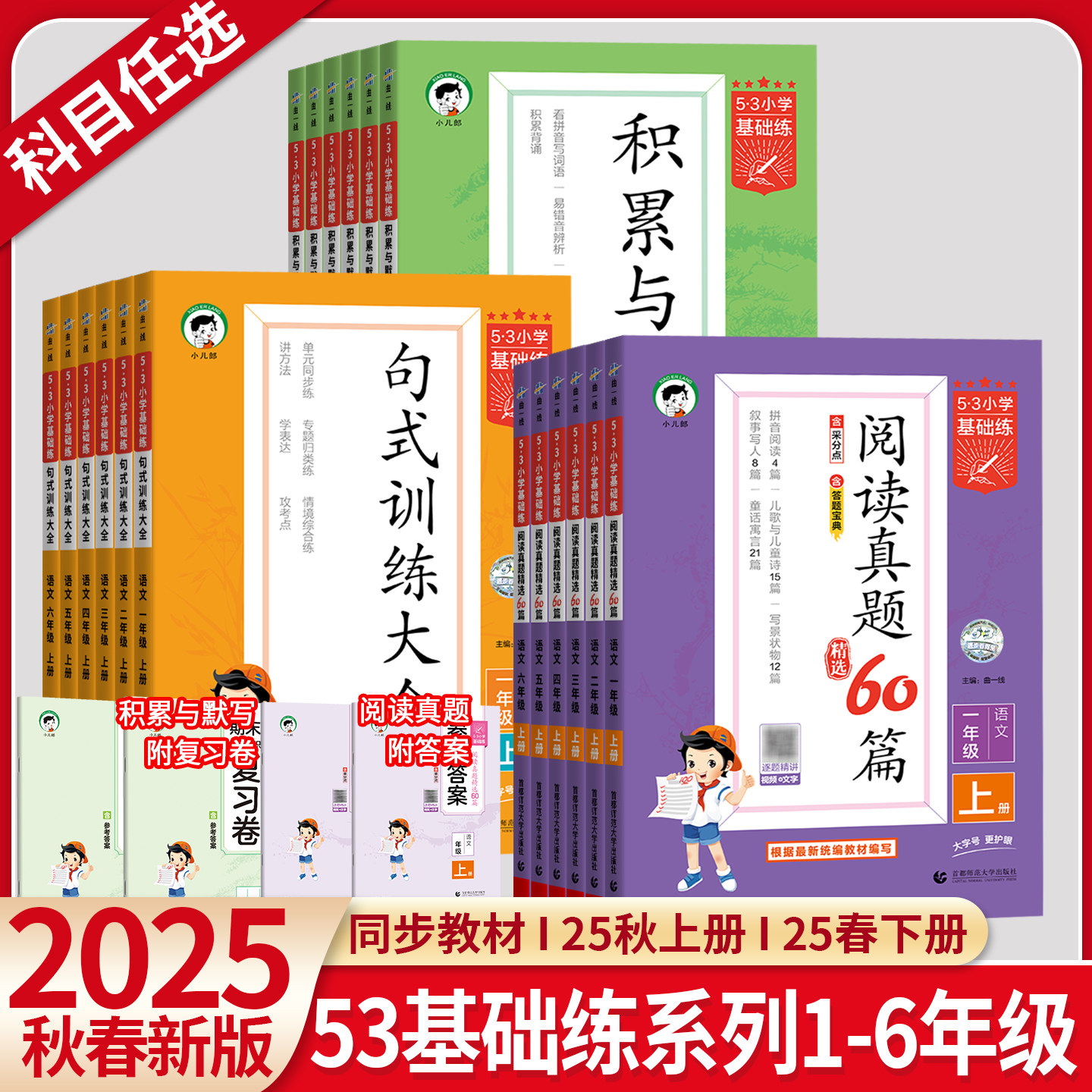 2025秋新版53小学基础练积累与默写句式训练大全阅读真题60篇一二三年级四五六年级上册下册语文