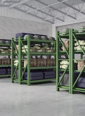 军绿色仓库储货架可移动带网货架中重型多层仓储物架铁锹架盾牌架