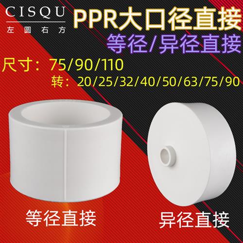 75/90/110PPR等径直接热熔变20/25/32/40/50/63ppr大小头水管配件