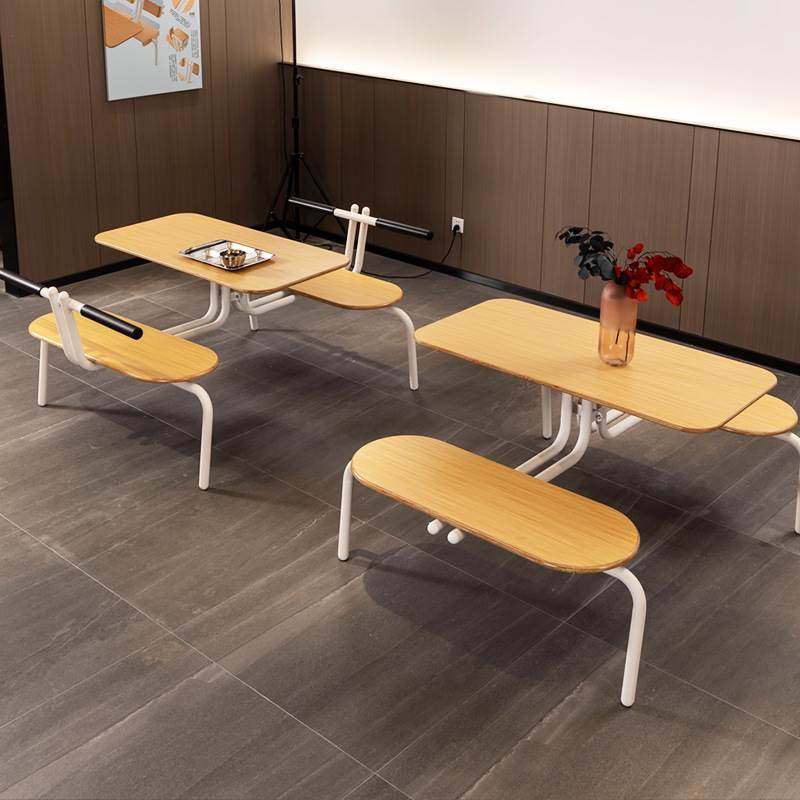 三朗源起一体连体餐桌椅组合学校饭堂员工食堂四人位商用桌椅成套