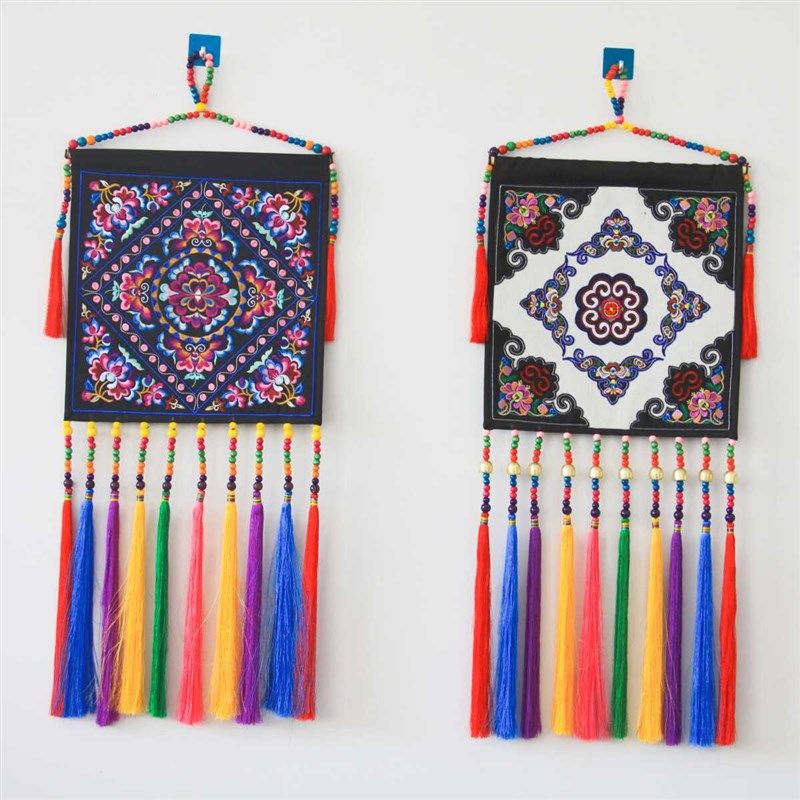 云南民族特色手工刺绣挂画装饰品客厅餐厅墙面壁饰布艺工艺品,特色手工艺,壮锦,淘宝优惠券,粉丝福利购,淘宝优惠卷